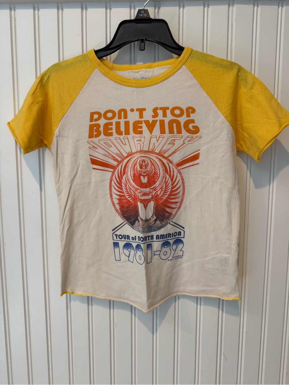 Rowdy Sprout Yellow & Cream 'Don't Stop Believing' Graphic Raglan Tee
